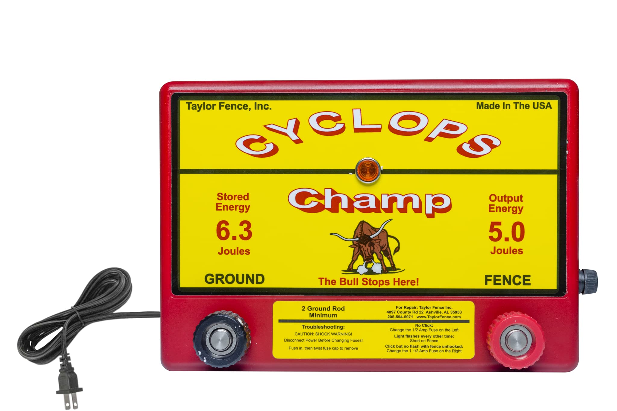 Champ - 5 Joule Electric Fence Charger for AC Power - Heavy Duty Livestock & Farm Animal Containment - Perfect for Cattle, Horses & Pasture Security