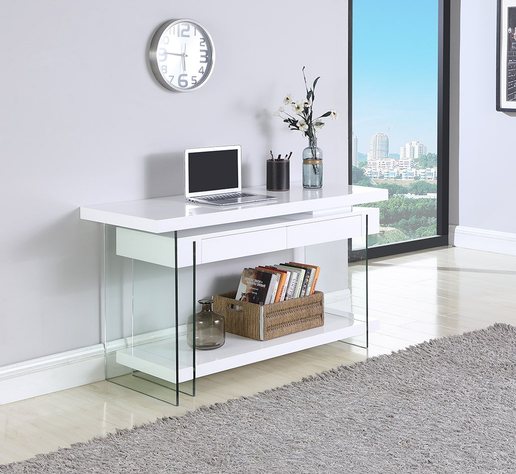 Milan Abbie White Motion Home Office Desk - Adjustable Height Standing Desk for Work from Home, Study & Gaming - Ergonomic Computer Desk with Smooth Electric Motor for Small Spaces & Modern Offices