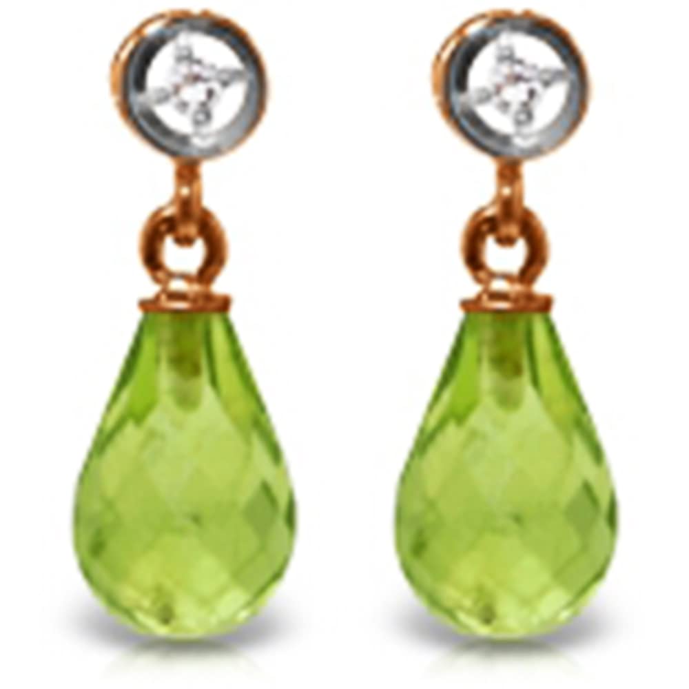 14K Solid Gold Earrings with Diamonds & Peridots - Galaxy Gold GG Elegant Jewelry for Women | Perfect for Weddings, Parties & Special Occasions
