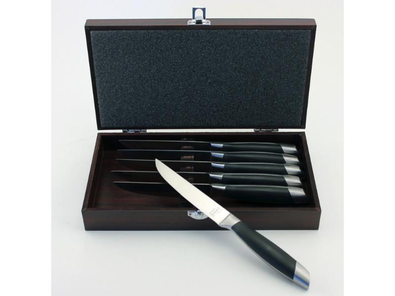 BergHOFF Geminis 7-Piece Stainless Steel Steak Knife Set with Wooden Storage Case - 4.75