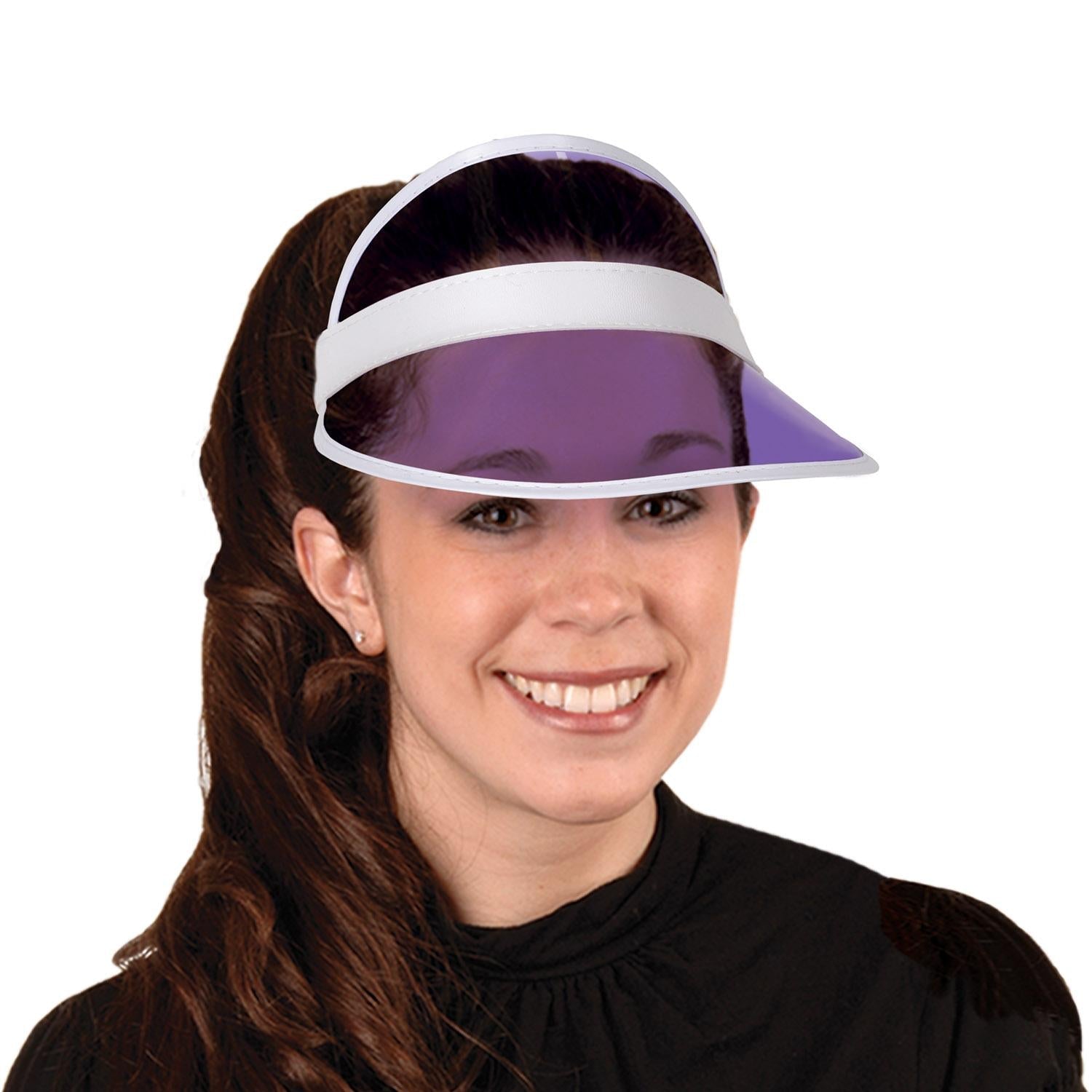 12 Pack Beistle Clear Purple Plastic Dealer's Visor - Casino Party Supplies for Poker Night, Halloween Costume Accessories & Game Night Fun