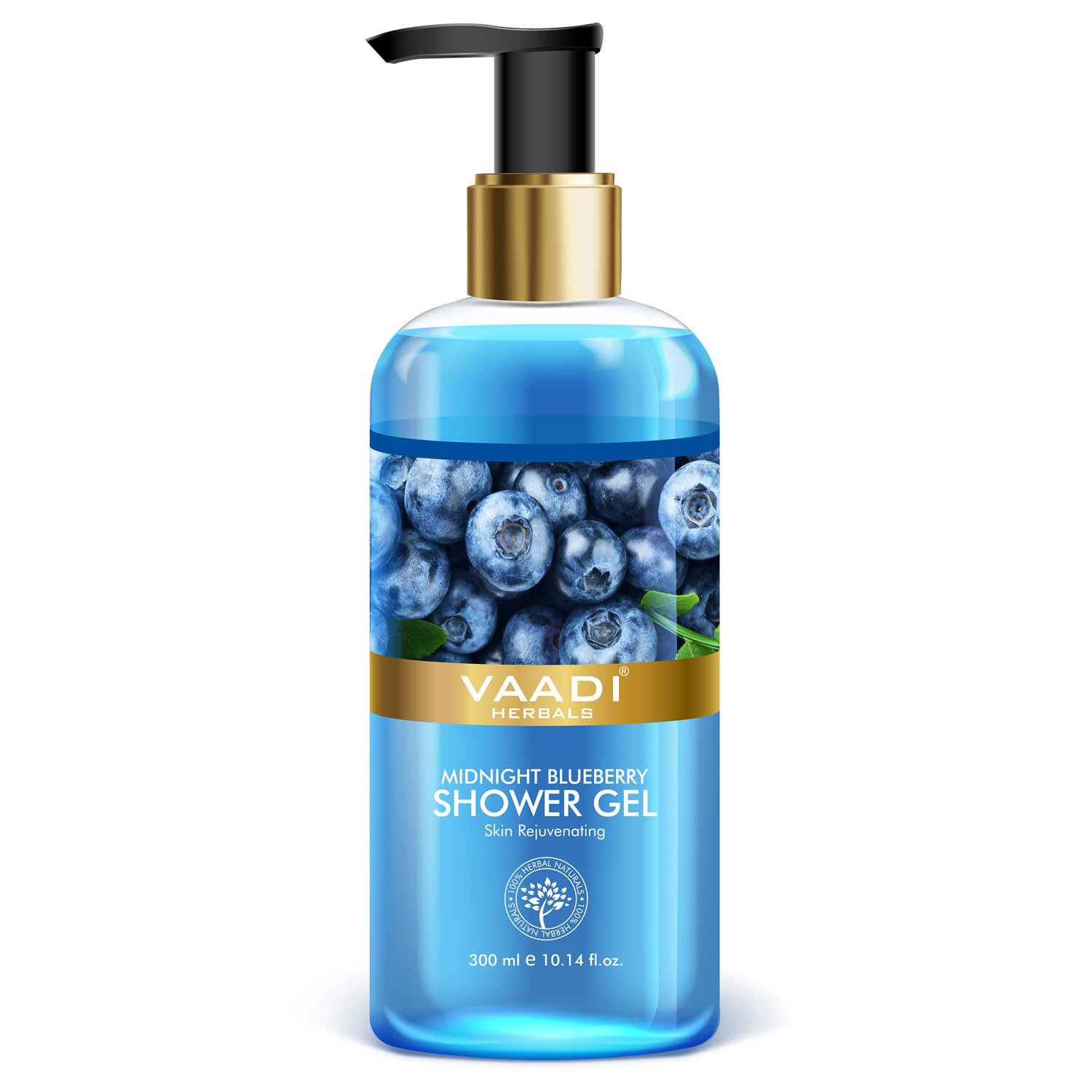 Vaadi Herbals Midnight Blueberry Shower Gel - 300ml | Natural & Moisturizing Body Wash for Dry Skin | Perfect for Relaxing Bath & Aromatherapy at Home