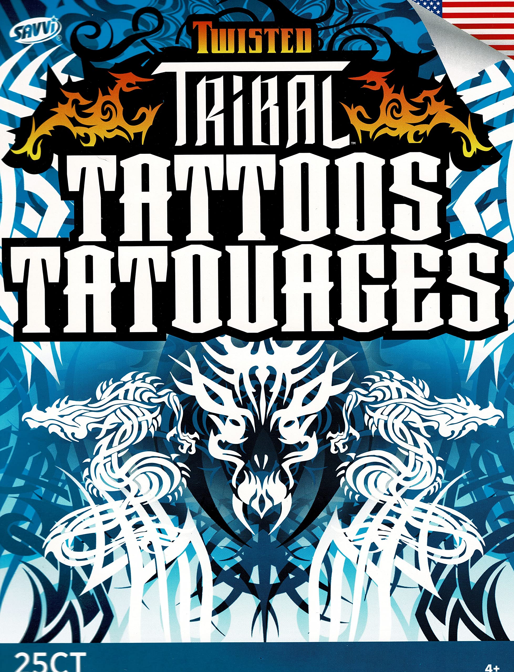 Savvi - Twisted Tribal Temporary Tattoos Set of 25 - Waterproof Fake Tattoos for Women & Men - Perfect for Festivals, Parties, and Body Art