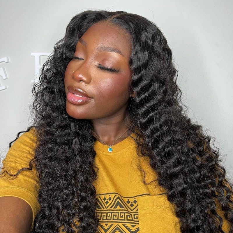 ISEE Glueless Human Hair Wig 20 Inch Deep Wave - No Glue 4x4 HD Lace Closure with Baby Hair for Black Women | Pre-Plucked & Beginner Friendly | Perfect for Daily Wear, Parties & Protective Styling