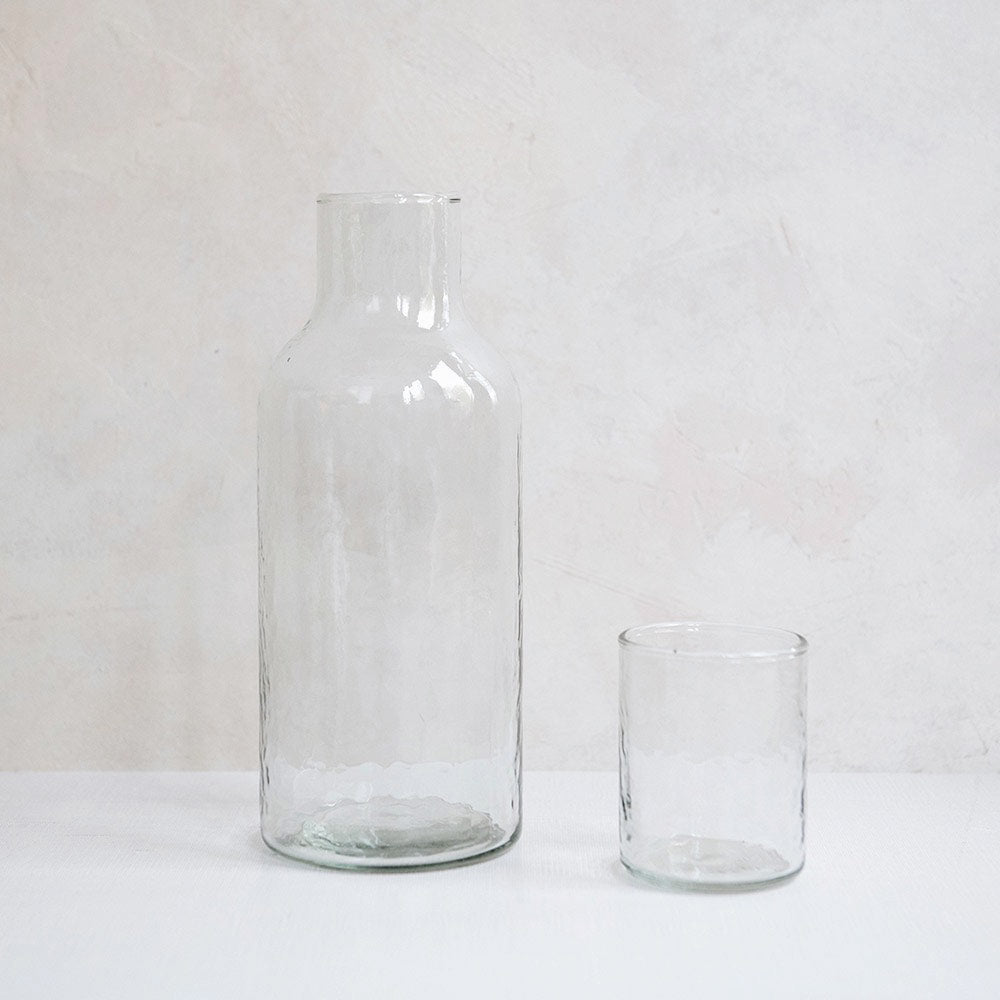 Handblown Glass Carafe Set - 2 Piece Elegant Water Pitcher with Lid - Perfect for Iced Tea, Lemonade & Entertaining - Dishwasher Safe Decanter for Home & Restaurant Use