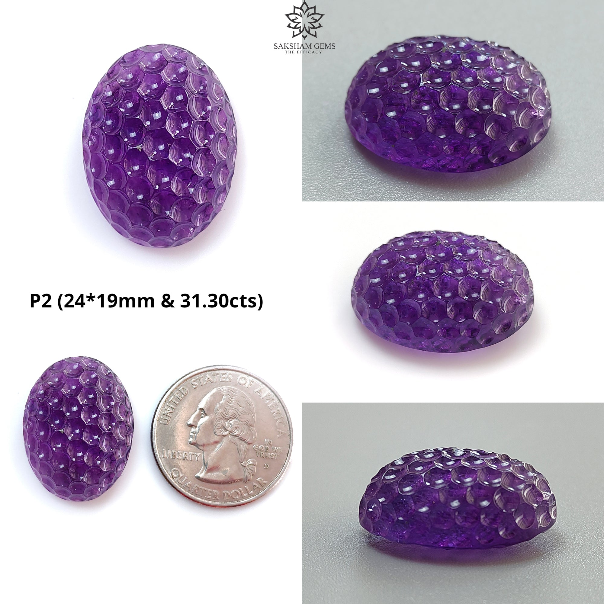 Natural Untreated Citrine & Amethyst Quartz Gemstone Carving - Handcrafted Oval Shape for Jewelry Making, Healing Crystals & Spiritual Decor (1pc) | Perfect for Necklaces, Bracelets, Meditation & Home Decoration