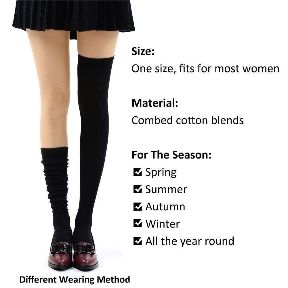 Women's Over Knee High Socks - Fashionable Cotton Thigh High Stockings for Cosplay, Winter Warmth & Tube Dress Outfits | Perfect for Halloween, Anime Conventions & Stylish Everyday Wear