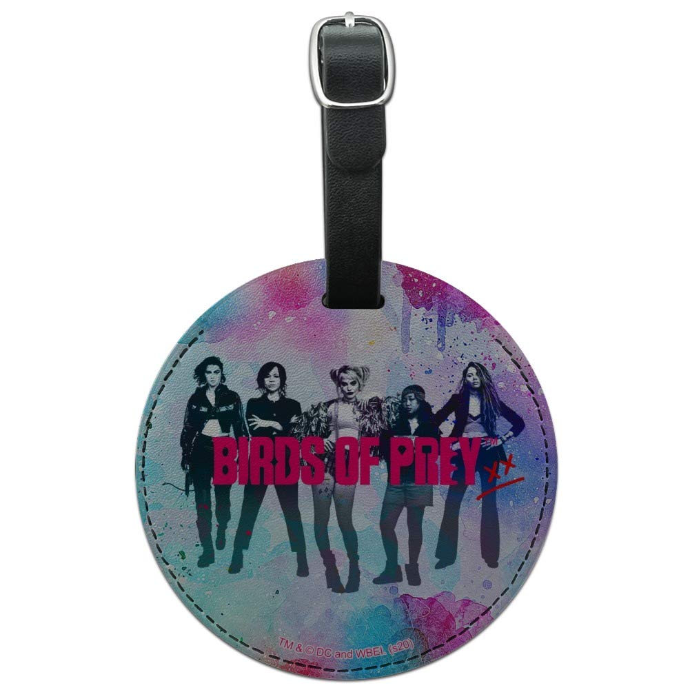 Birds of Prey Women's Round Leather Luggage Tag - Stylish Carry-On ID Tag for Suitcases, Backpacks & Travel Bags | Perfect for Airports, Business Trips & Vacation