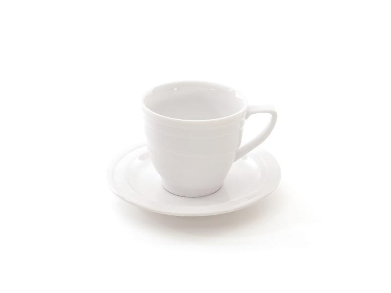 BergHOFF Eclipse 8.6 oz Porcelain Teacup and Saucer Set - Elegant Tea Cup with Matching Saucer for Afternoon Tea, Coffee, or Gift Giving