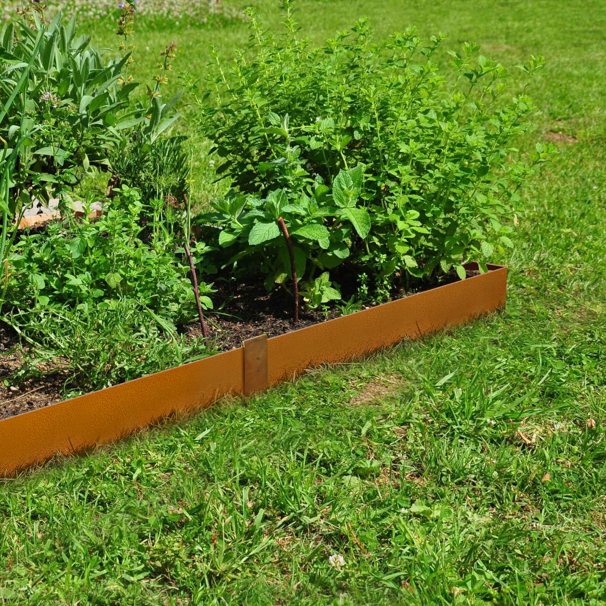 Premium Corten Steel Garden Edging - 6-Pack Rust-Resistant Landscape Borders (40