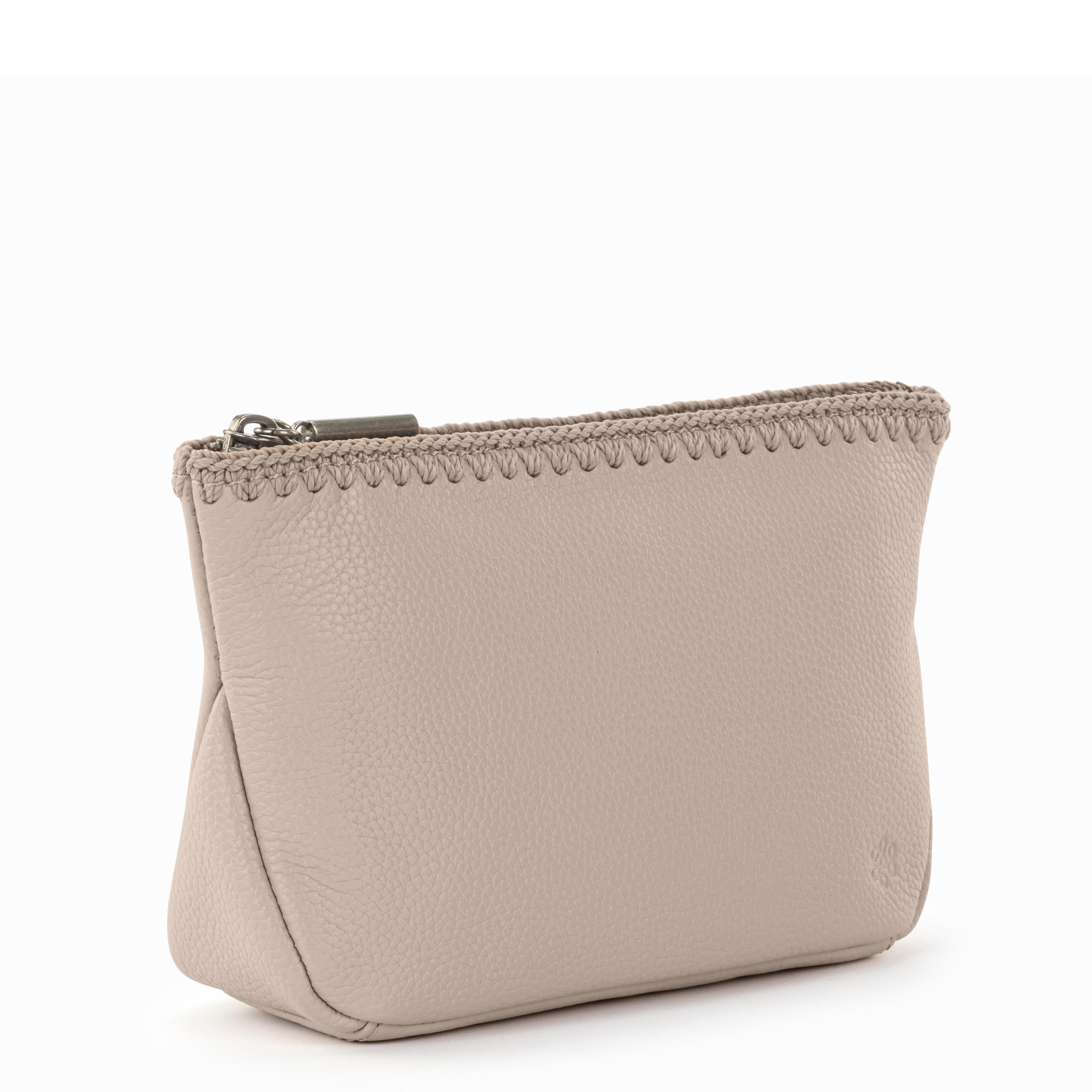 Premium Leather Essential Pouch - Slim & Durable Sand Color Organizer for Travel, Work, and Everyday Carry