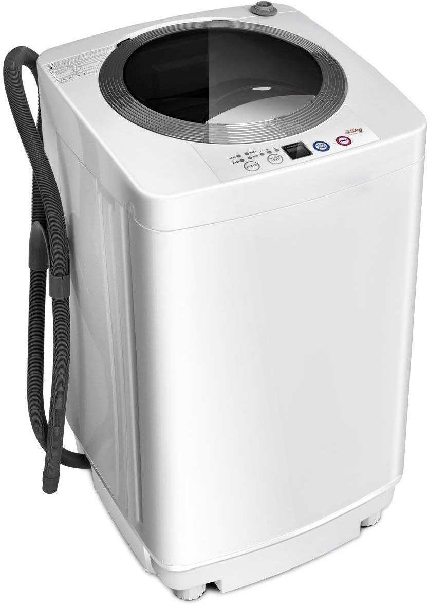 Giantex 8 LBS Portable Washing Machine with Spin Dryer - Full Automatic Compact Washer & Dryer Combo for Apartments, RVs, Dorms - Built-in Pump Drain for Easy Water Removal - Perfect for Small Spaces, Travel & Laundry Rooms