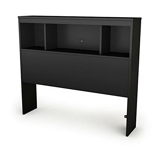 ADHW Twin Bookcase Headboard (39'') - Pure Black Wooden Bed Frame with Storage Shelves - Perfect for Small Bedrooms, Kids' Rooms & Dormitories