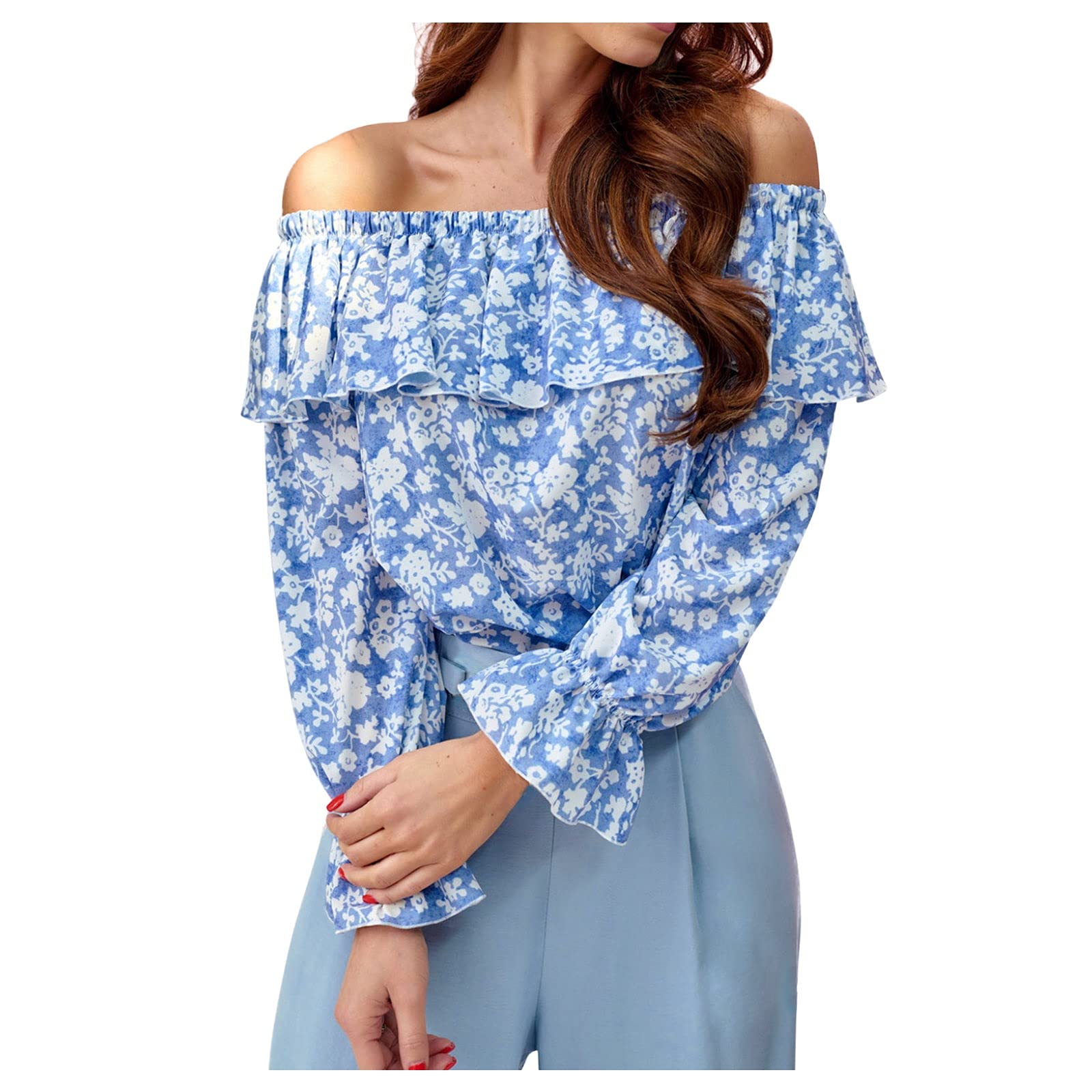 Plus Size Women's Long Sleeve Floral Tunic Tops - Elegant Crewneck Casual Blouse for Work & Date Night | Comfortable Dressy Tunic Shirts for Curvy Women