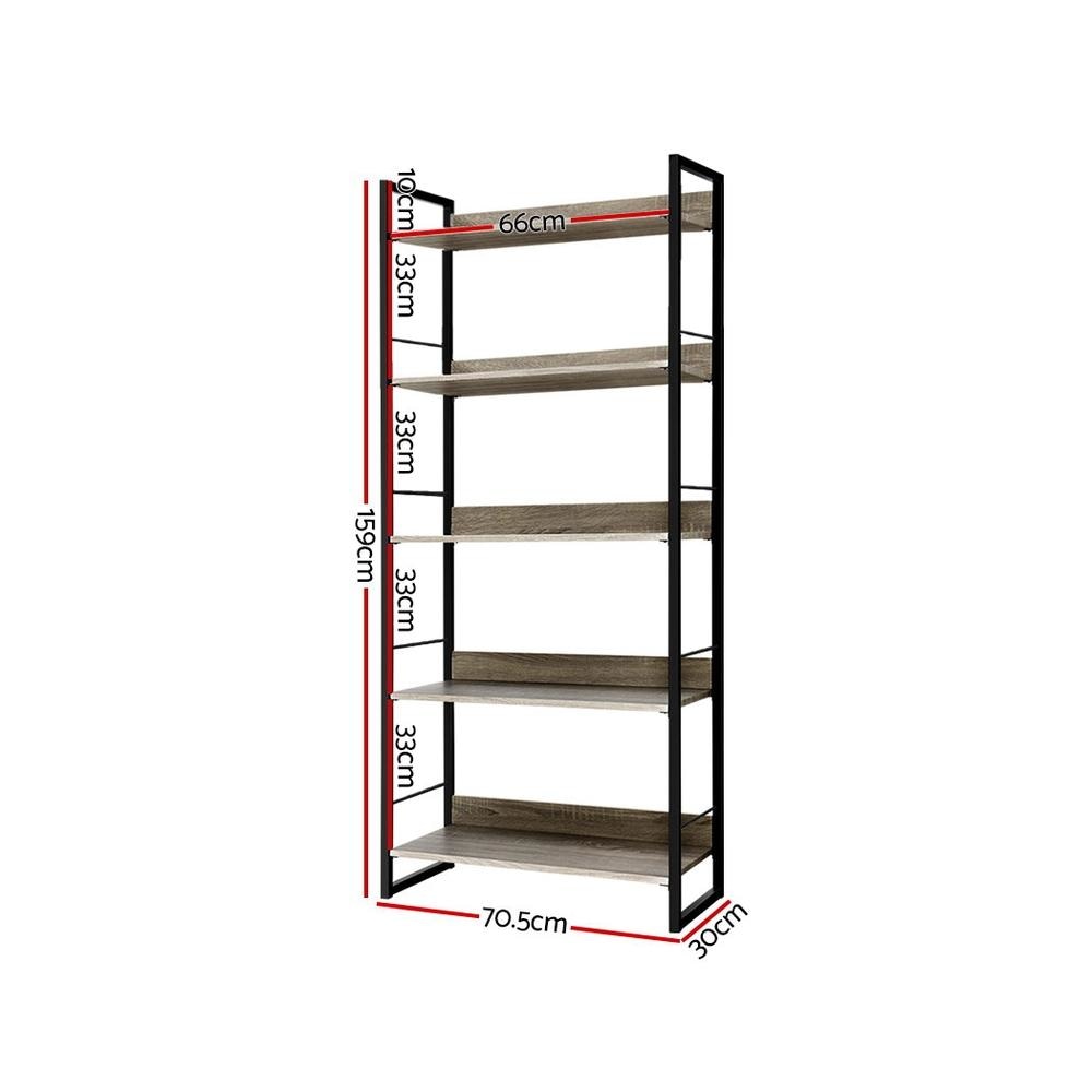 Wooden Bookshelf - Black Metal Wall Mounted Display Shelves for Books, Decor & Storage - Perfect for Living Room, Bedroom & Office Organization