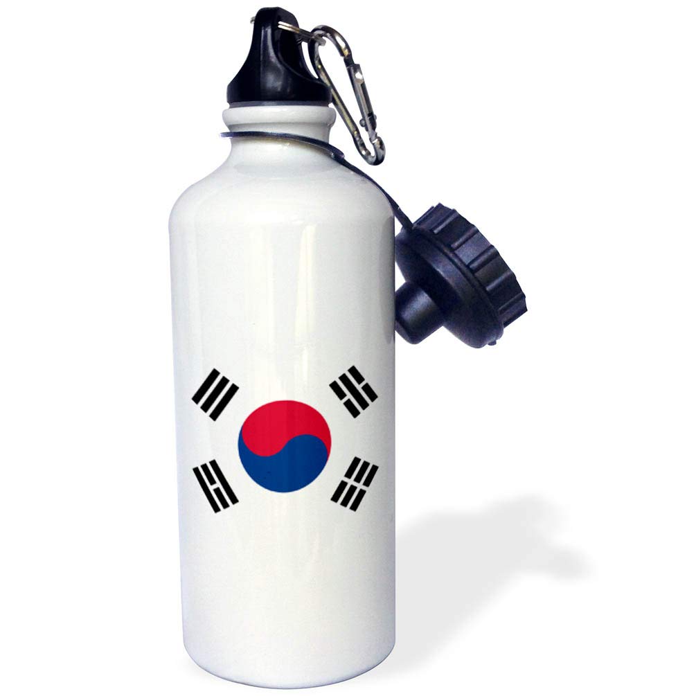 South Korea Flag Sports Water Bottle - 21oz White for Gym & Outdoor