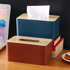 2Pcs Wooden Tissue Box Cover - Rectangular Removable Tissue Holder for Bathroom Vanity, Bedroom Dresser, Nightstand & Desk - Natural White Wood Storage Organizer - Perfect for Home, Office & Guest Room Decor