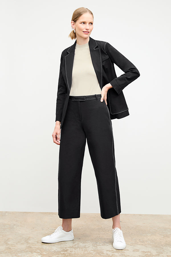 Grenville Jacket - Eco-Friendly Contrast Stitch Denim Alternative in Black | Stylish Outerwear for Casual & Outdoor Activities