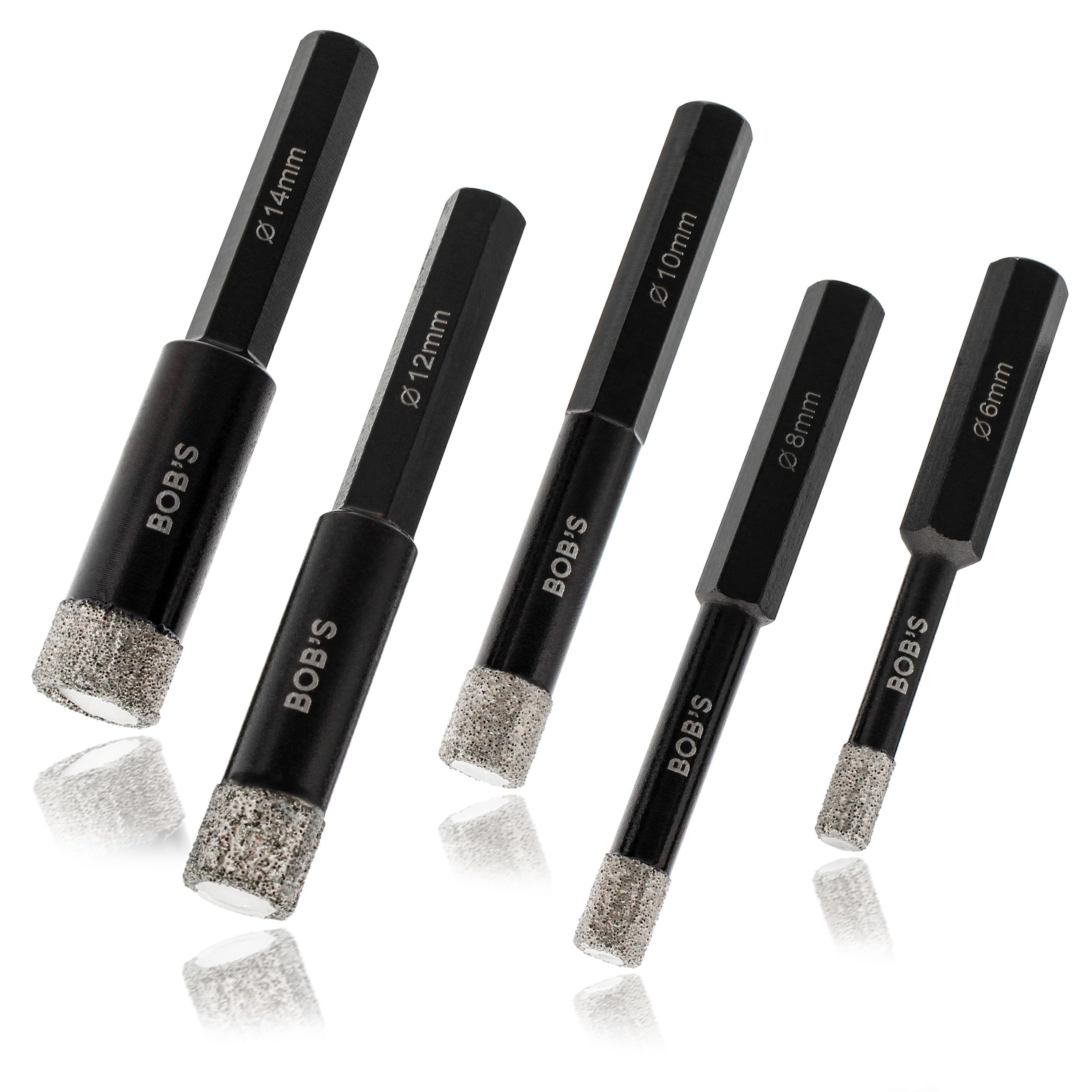 BISupply 5-Piece Diamond Drill Bit Set for Porcelain Tile - 3/8
