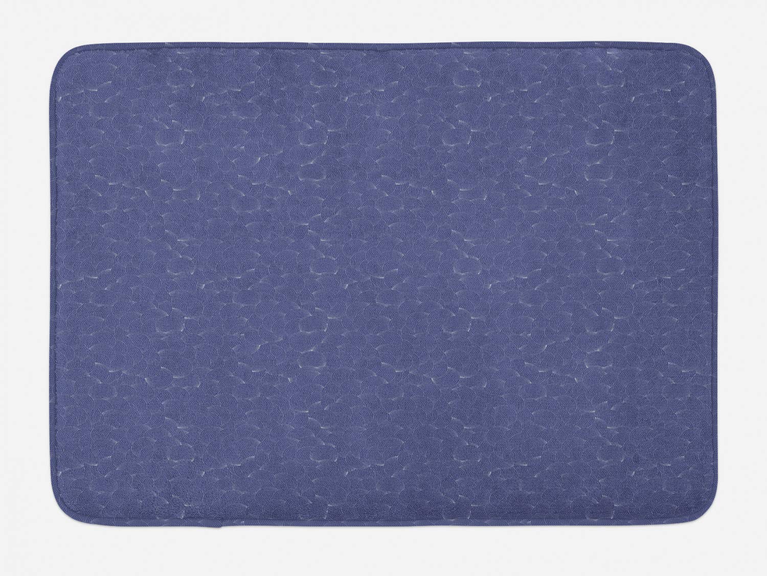 Ambesonne Abstract Bath Mat - Non-Slip Plush Bathroom Rug with Modern Cloud & Stripes Design, 30.2 x 20 Inches, Dark Ceil Blue & White - Perfect for Bathroom Decor, Spa Style Floor Mat, Soft & Absorbent Shower Mat