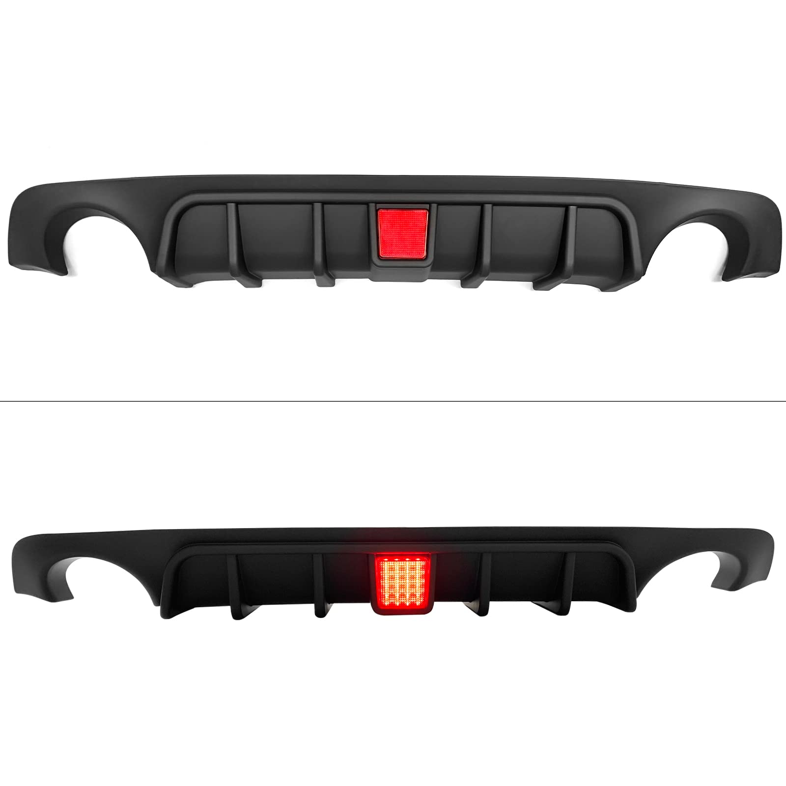 FREEMOTOR802 Matte Black Rear Diffuser with LED Brake Light for 2018-2024 Infiniti Q50 | PP Rear Bumper Molding Lower Lip Splitter Spoiler Valance Panel | Exterior Styling Trim Kit Upgrade for Sporty Look & Enhanced Aerodynamics