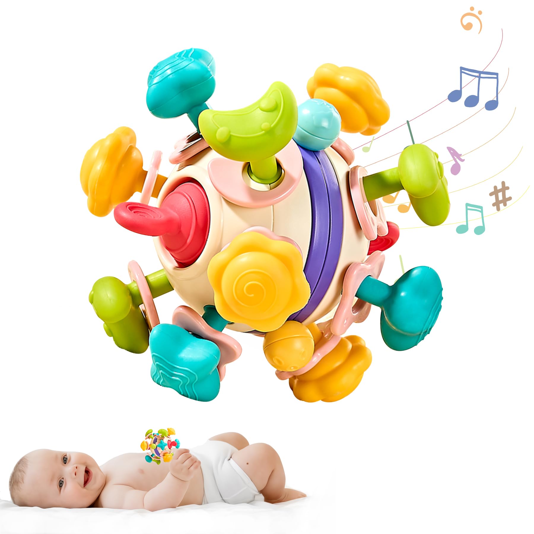Organic Baby Teething Toys for 0-18 Months - BPA-Free Sensory Chew Toys & Montessori Learning Rattles for Newborns & Toddlers | Perfect Shower Gifts for 1-2 Year Old Boys & Girls | Soothing Gum Relief During Playtime, Travel & Developmental Activities