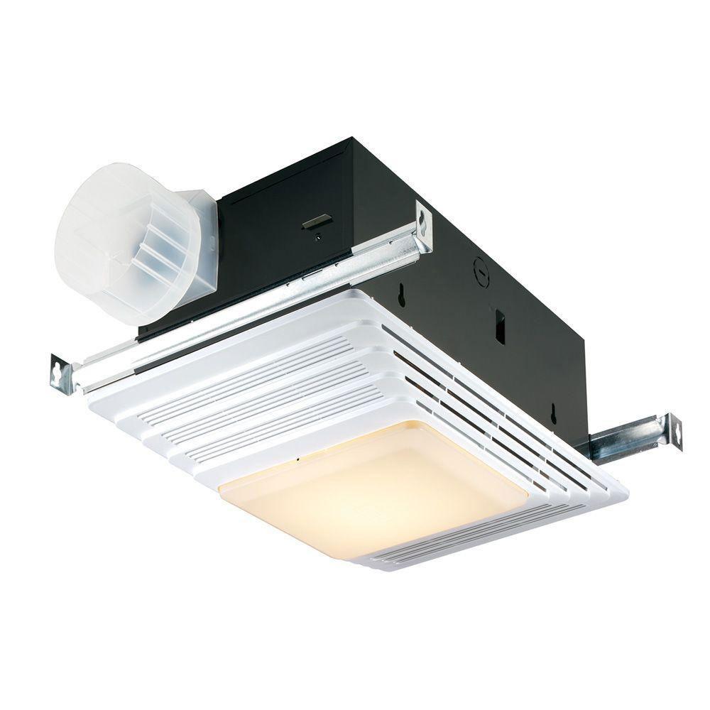Broan 655 White Bathroom Exhaust Fan with Heater and Light - Quiet Ventilation for Bathroom, Shower & Home - Energy Efficient Ceiling Mount Fan with Built-in Heater and Lighting