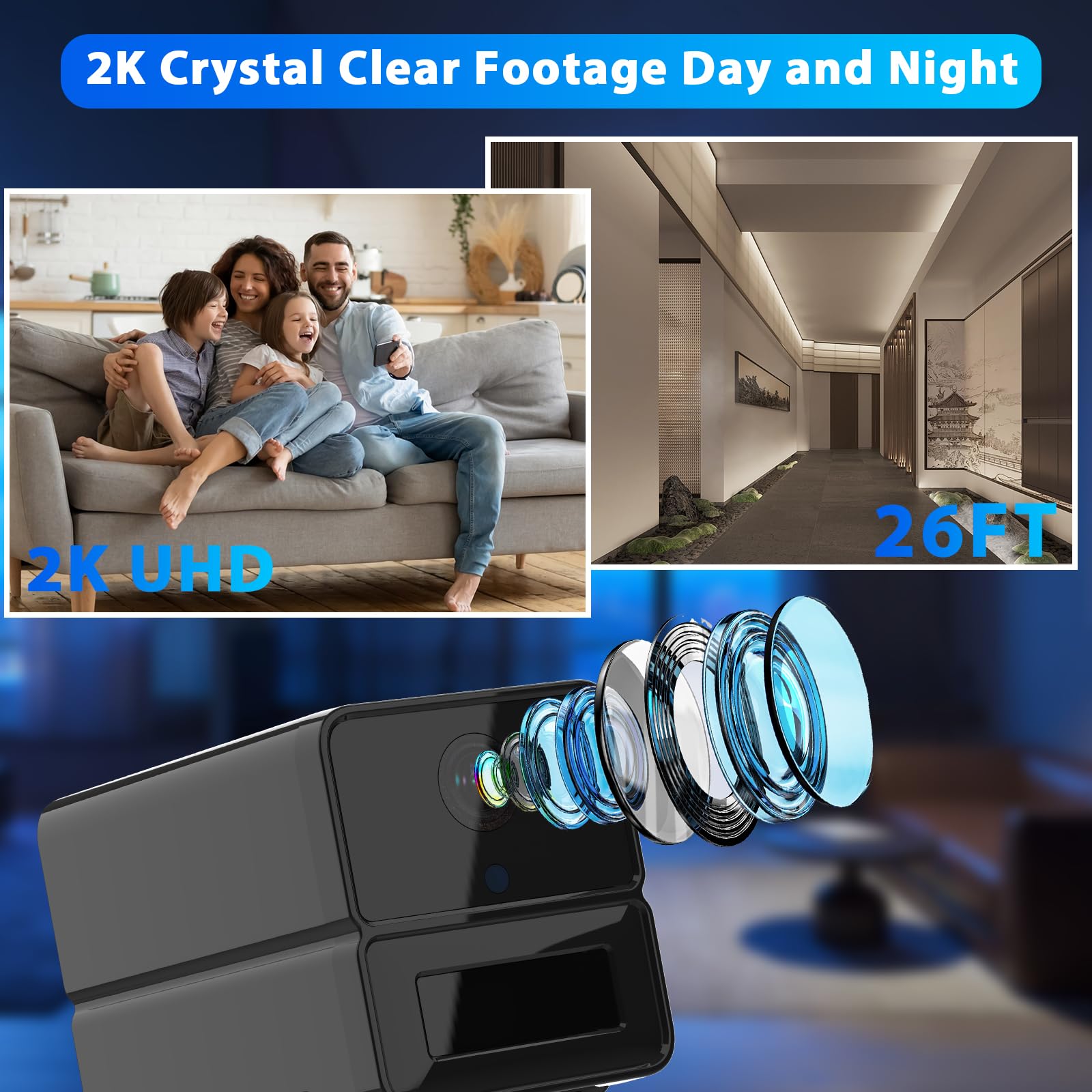 4G LTE Mini Security Camera - No WiFi Needed, 2K HD, 300MB SIM Card Included, 20 Days Standby, AI Motion Detection & Night Vision - Ideal for Car, Home, and Outdoor Surveillance