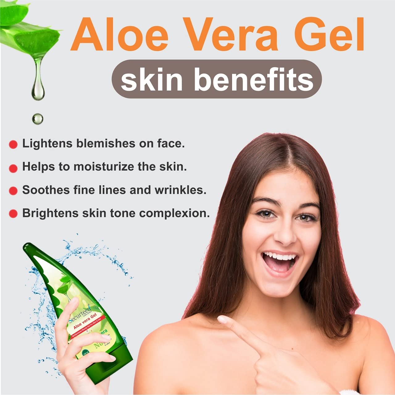 Securteen ISO Certified Aloe Vera Gel - 100% Pure Multipurpose Beauty Gel for Skin & Hair Care | Moisturizing, Soothing & Hydrating | Men & Women | 120ml (Pack of 1) | Perfect for Sunburn Relief, Acne Treatment & Hair Conditioning