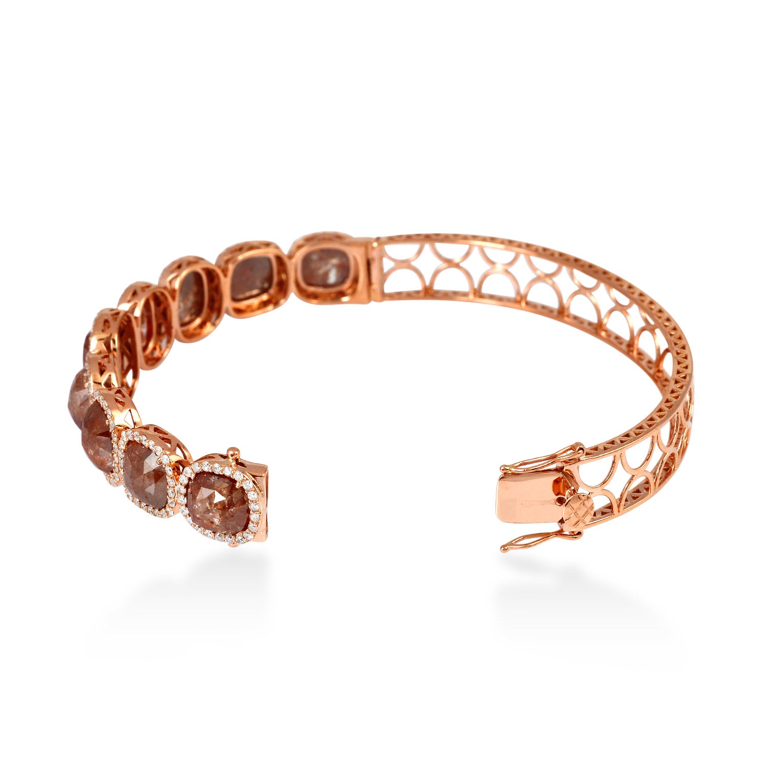 18K Rose Gold Cushion Cut Ice Diamond Designer Wedding Bangle for Women - Elegant Bridal Jewelry for Engagement, Anniversary & Special Occasions