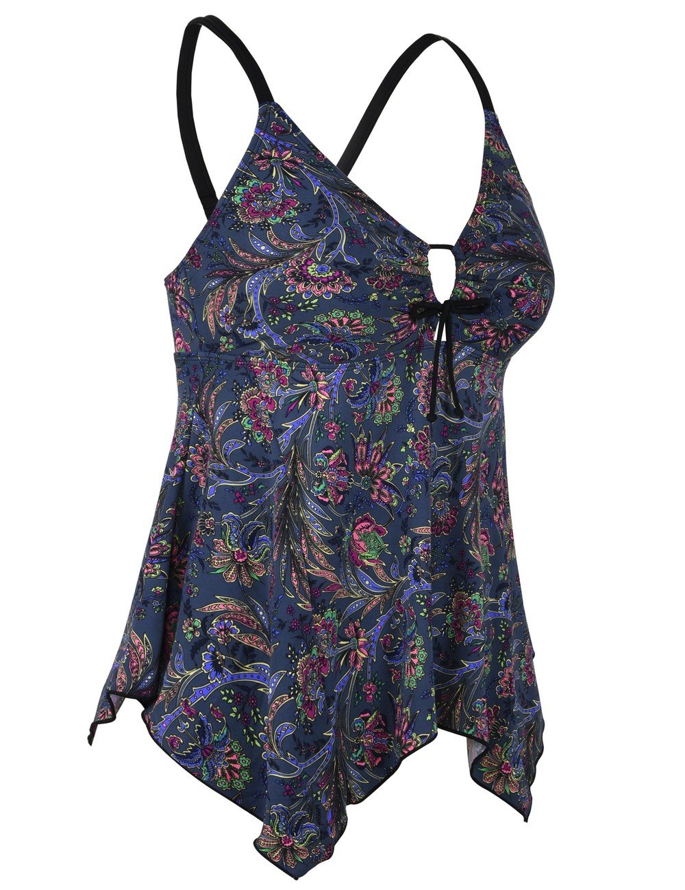 Firpearl Women's Modest Flowy Crossback Tankini Swimsuits Plus Size Bathing Suit Top - Comfortable Swimwear for Beach, Pool & Vacation