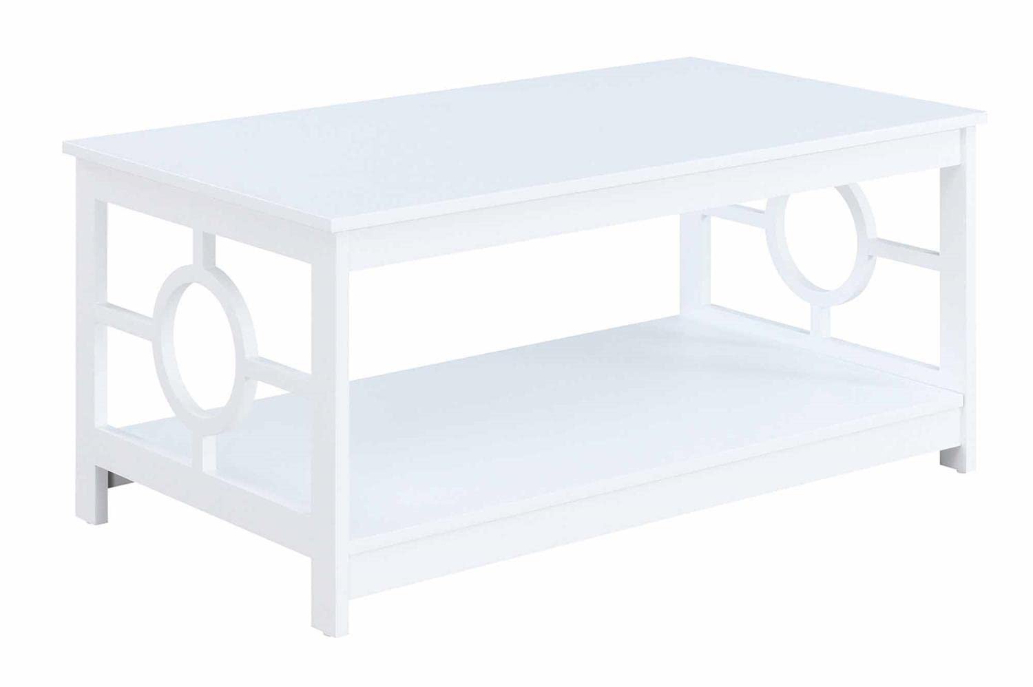 Convenience Concepts Ring Coffee Table - Modern White End Table for Living Room, Perfect for Small Spaces & Home Decor | Ideal for Coffee, Books & Display