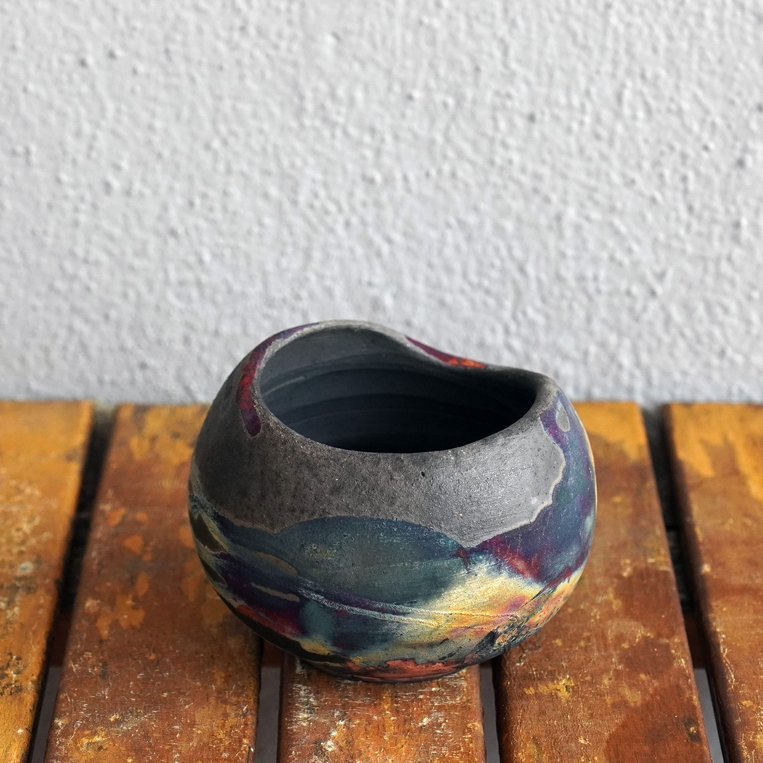 Handmade Ceramic Raku Vase 3 Inch - Japanese Inspired Boho Home Decor, Unique Pottery Gift for Women, Mom, Bridesmaid Wedding Present - Perfect for Living Room, Bedroom & Wedding Centerpiece Decorations