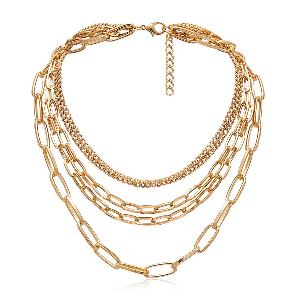 CIBIRICH Punk Chain Chunky Necklace for Women - Multilayer Gold Collar Necklace | Gothic Jewelry for Parties, Concerts & Edgy Fashion