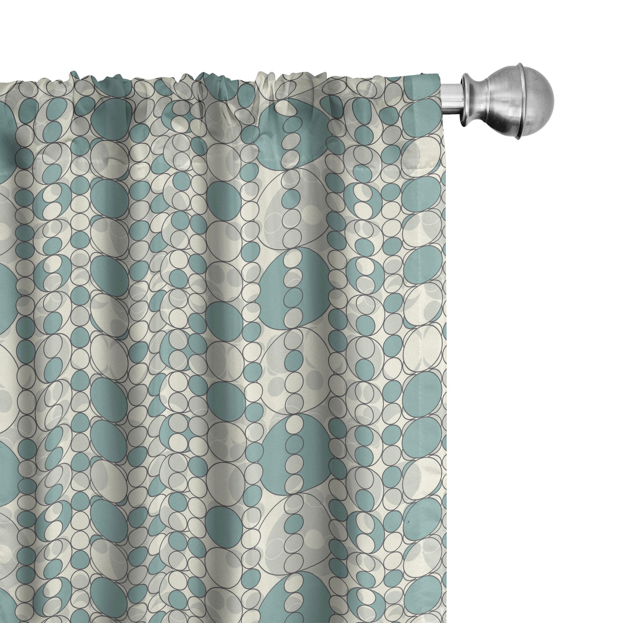 Ambesonne Modern Geometric Curtains - Abstract Circle Lattice Pattern in Pale Teal & Beige | 28x84 Inch 2-Panel Set for Living Room & Bedroom Window Treatments | Perfect for Boho, Contemporary & Minimalist Home Decor