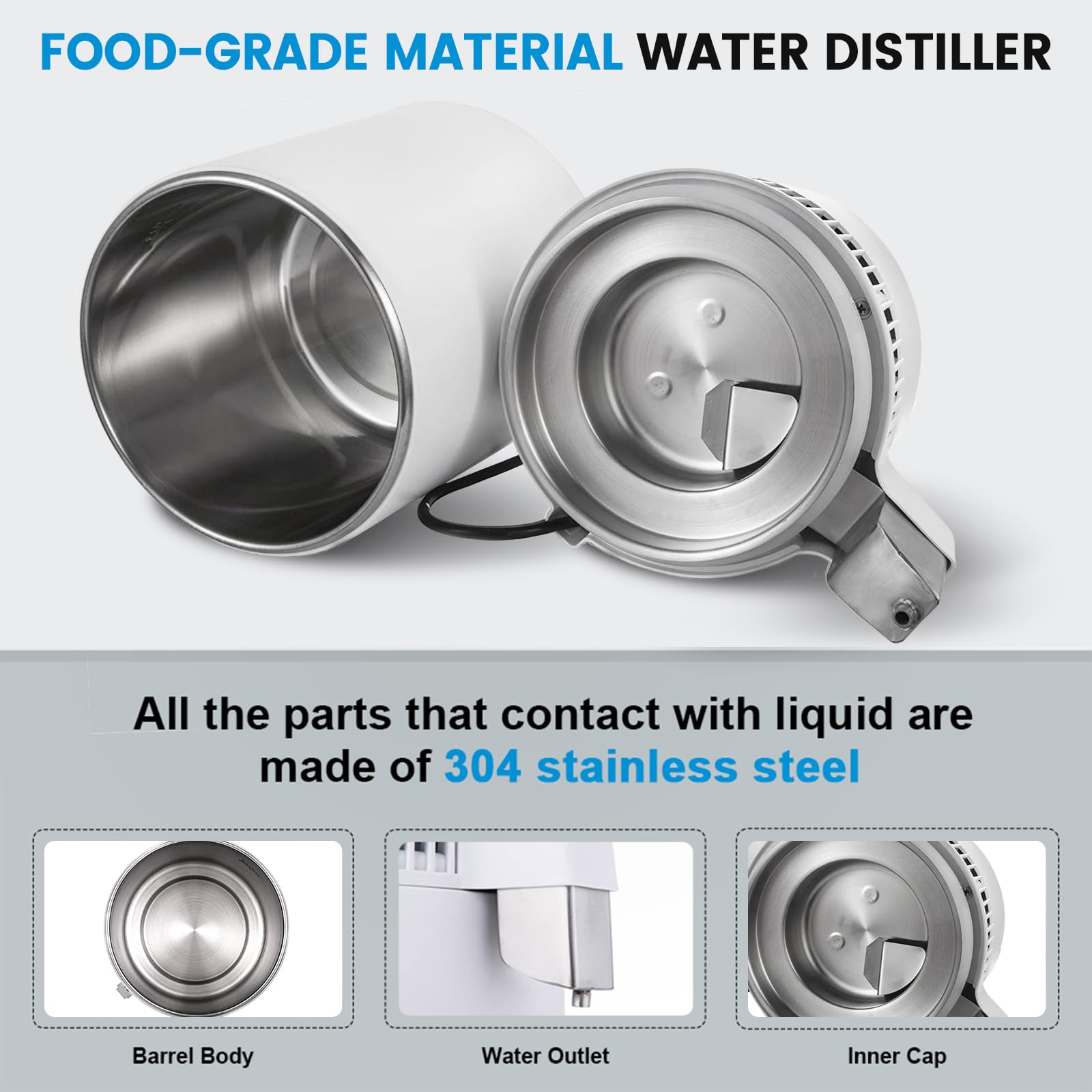 DC HOUSE 1 Gallon Water Distiller Machine - 750W 4L Countertop Pure Water Maker for Home & Kitchen | Perfect for Drinking, CPAP Humidifiers, Baby Formula & Coffee | BPA-Free Plastic Container