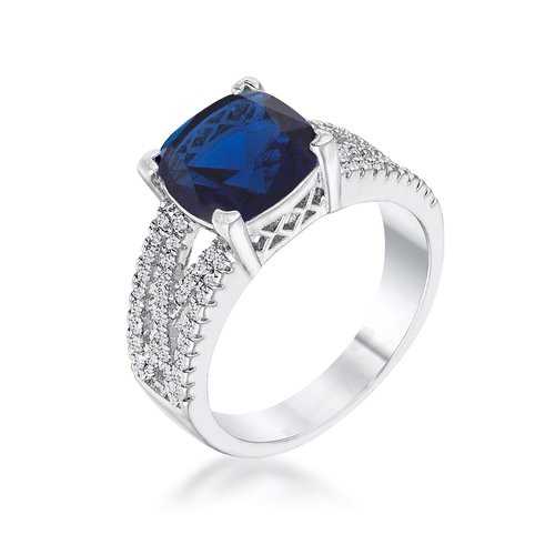 3ct Elegant Silvertone Criss Cross Sapphire Blue Cubic Zirconia Engagement Ring for Women - Perfect for Proposals, Anniversaries & Special Occasions