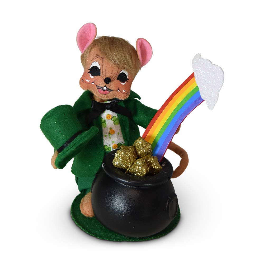 Annalee 6 Inch Pot of Gold Mouse St. Patrick's Day Decor - Irish Themed Collectible Figurine for Home, Office & Party Decorations
