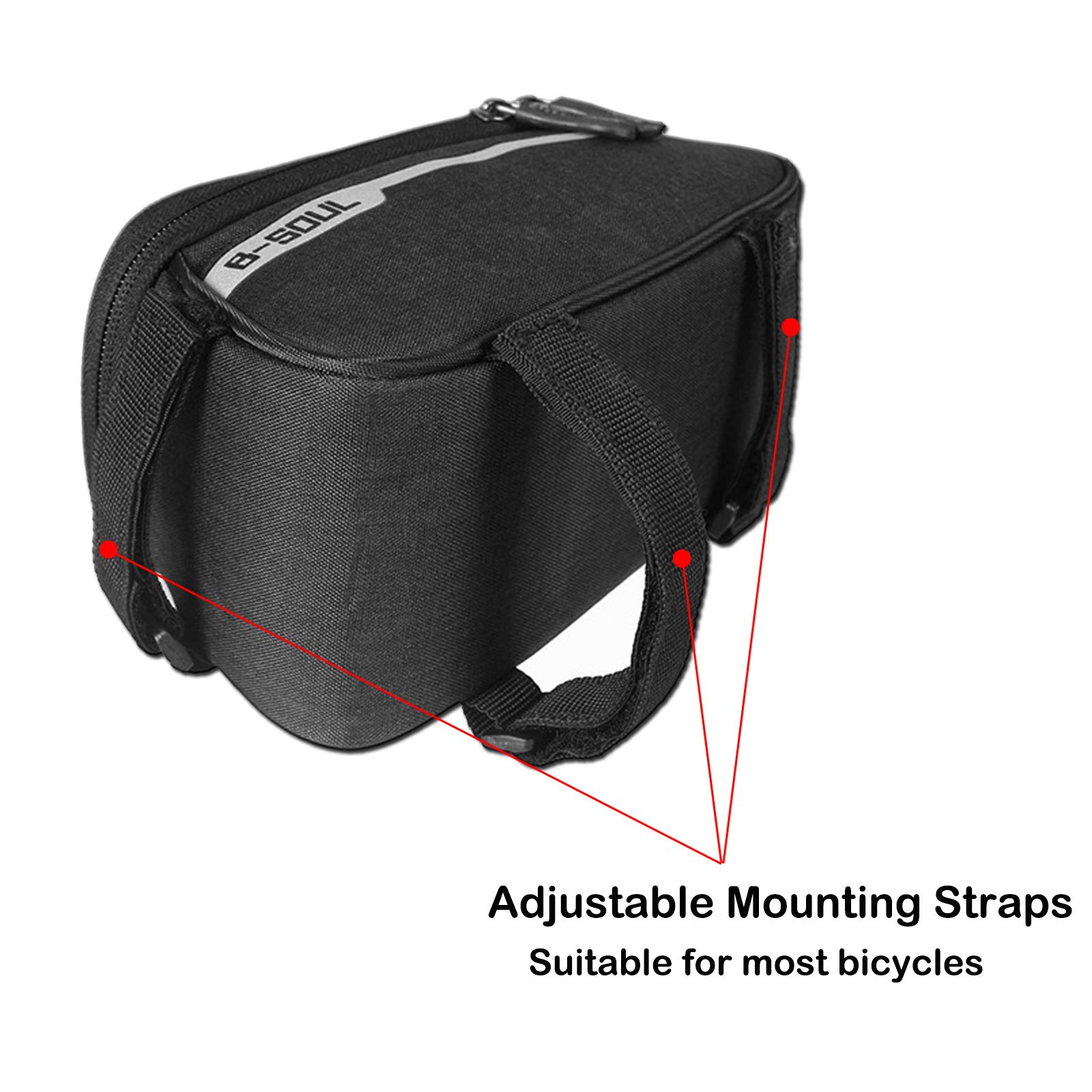 Bike Phone Mount Bag - Waterproof Bicycle Top Tube Bag with Sensitive Touch Screen Holder, Cycling Accessories Pouch for Mountain & Road Bikes (Fits Phones Under 6.5