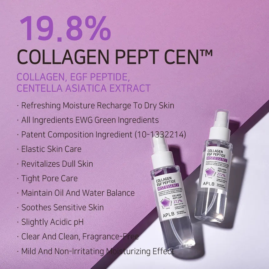 APLB Collagen EGF Peptide Mist Essence 105ml - Hydrating Facial Spray for Anti-Aging & Skin Rejuvenation | Perfect for Daily Skincare Routine, Travel & On-the-Go Refreshment