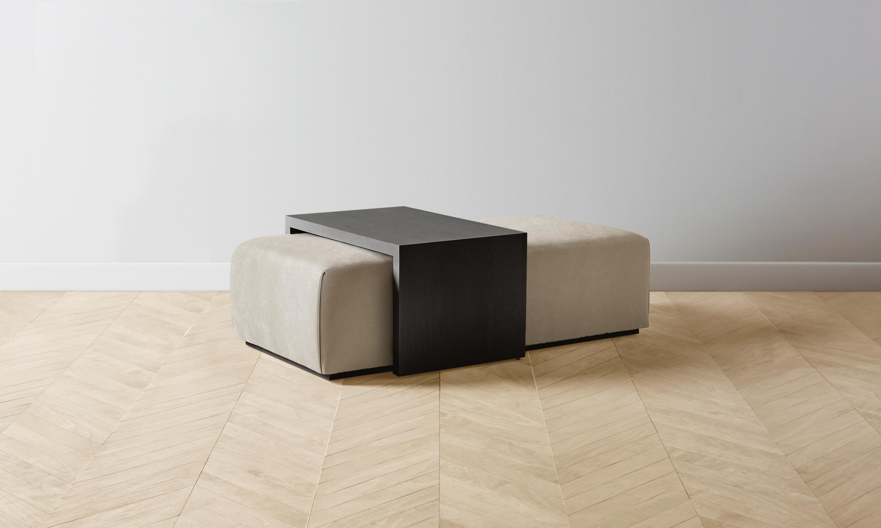 The Bowery Ottoman - Performance Velvet Taupe - Stylish & Durable Footstool for Living Room, Bedroom & Office - Perfect for Relaxing, Extra Seating & Home Decor