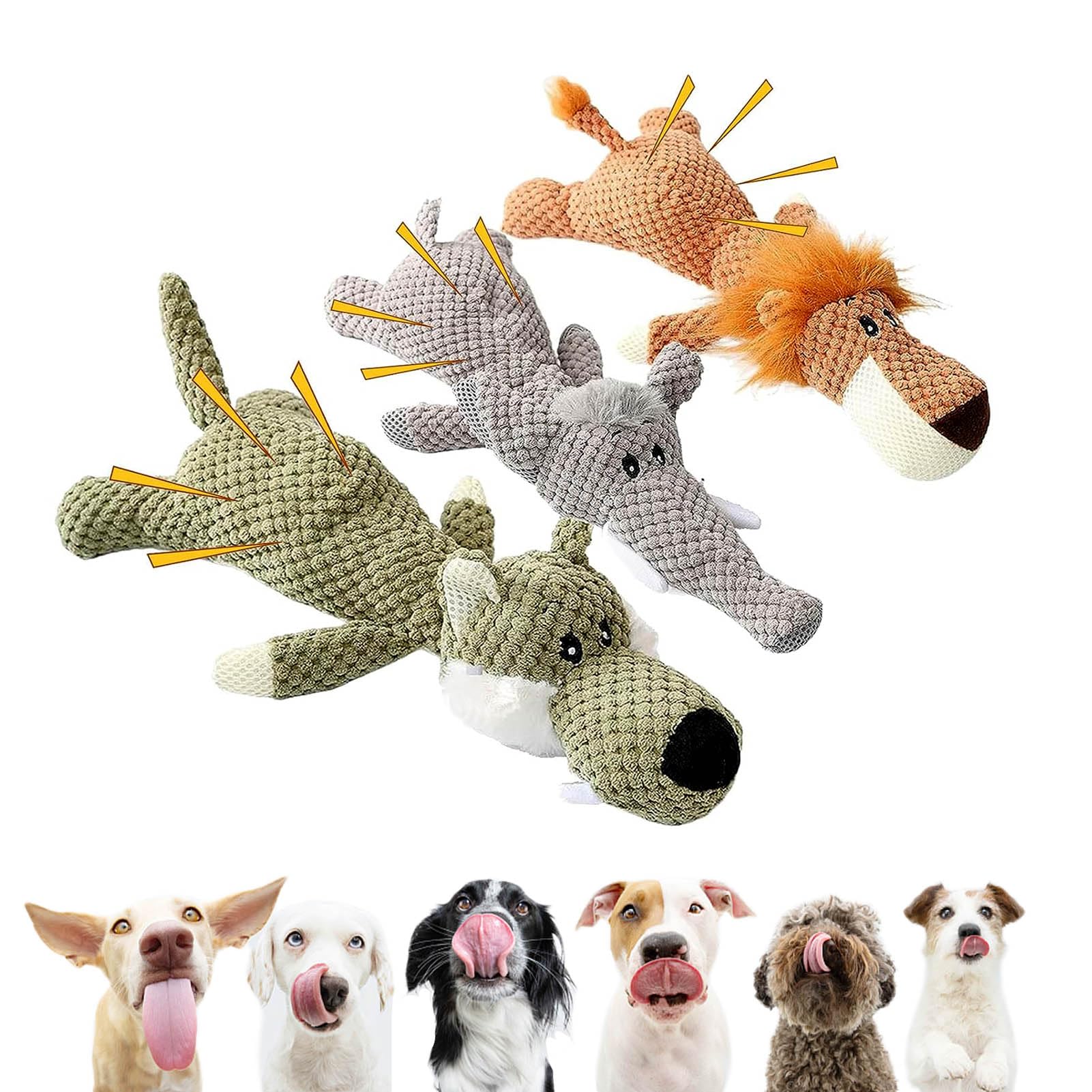 JAOPINK InvinciPaw Durable Dog Chew Toys for Aggressive Chewers - 3-Pack Heavy Duty Animal Toys for Large & Small Dogs - Perfect for Playtime, Training & Teething Relief