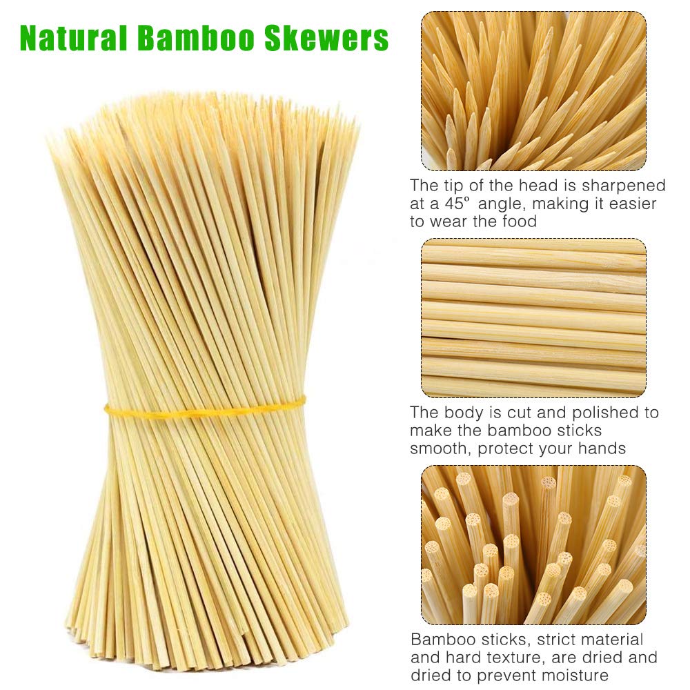 400 Pcs 6 Inch Bamboo Skewers - Wooden Skewers for Appetizers, BBQ, Kabobs, Chocolate Fountain, Fondue, Cocktails & Party Snacks - Perfect for Grilling, Entertaining & Food Presentation
