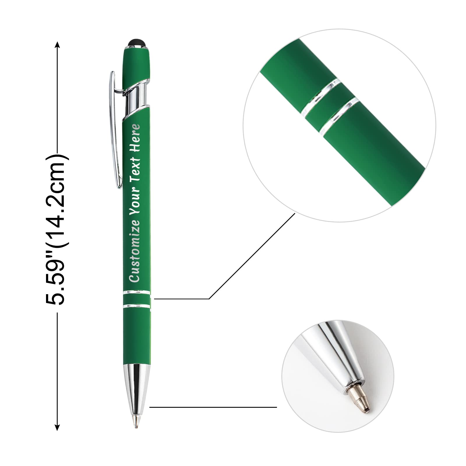 **Amlion Custom Personalized Ballpoint Pens with Stylus - Engraved Name, Message, or Logo - Bulk Orders (12, 24, 48, 96 PCS) - Black Ink - Perfect for Christmas Gifts, Wedding Favors, Business Promotions & Graduation Presents**