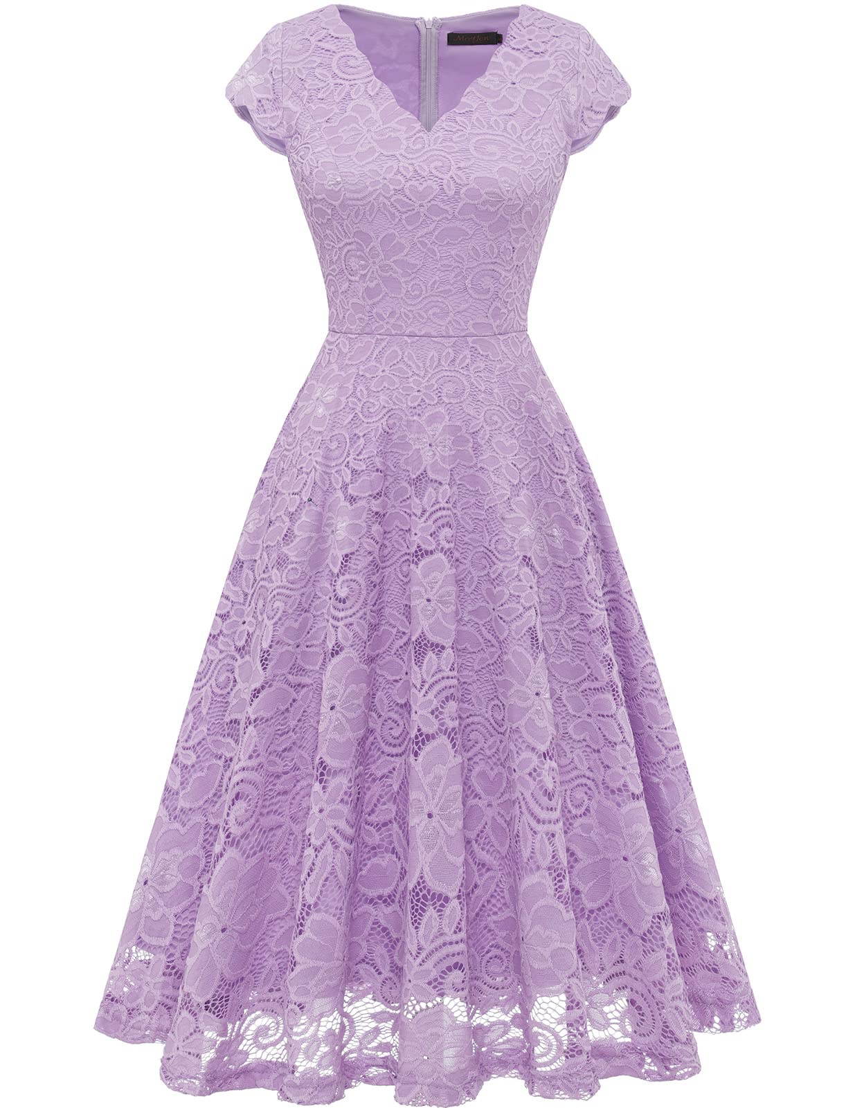 Meetjen Floral Lace Prom Graduation Cocktail Dress for Women - Elegant A-Line Wedding Guest Dress with Floral Embroidery | Perfect for Formal Events, Parties & Special Occasions