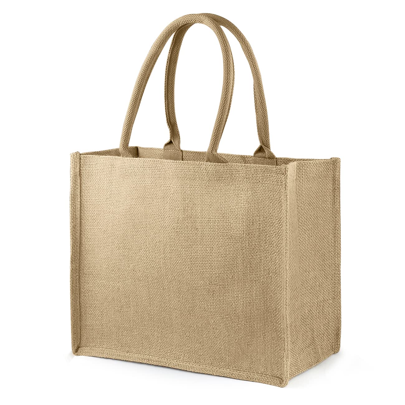Eco-Friendly Jute Tote Bags with Laminated Interior & Soft Handles - Reusable Grocery Shopping Bags for Farmers Market, Beach & Everyday Use