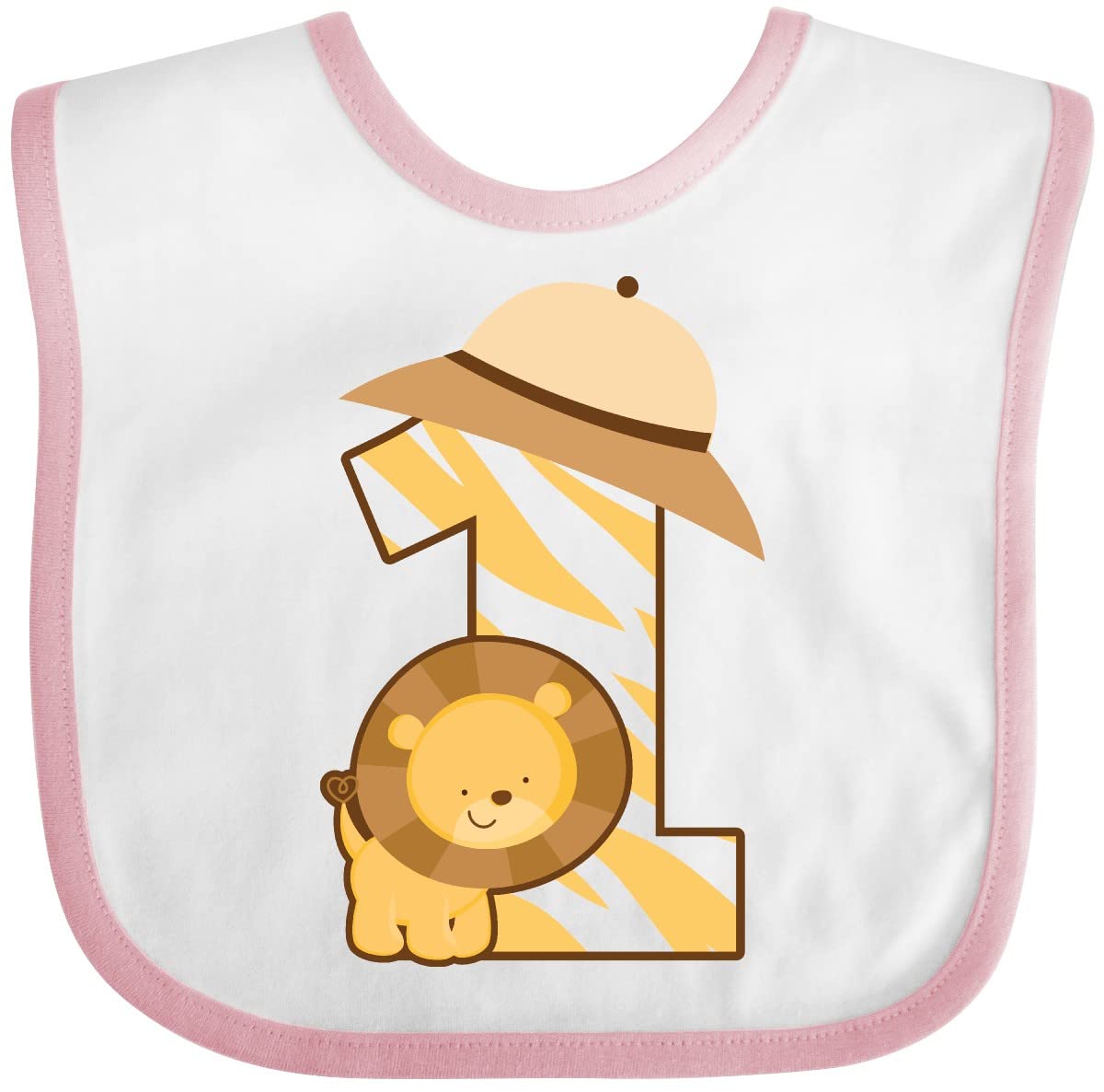 Inktastic Safari 1st Birthday Jungle Animal Bib - Adorable 1 Year Old Baby Feeding Bib for Boys & Girls - Perfect for Birthday Parties, Photo Shoots & Everyday Mealtime Messes