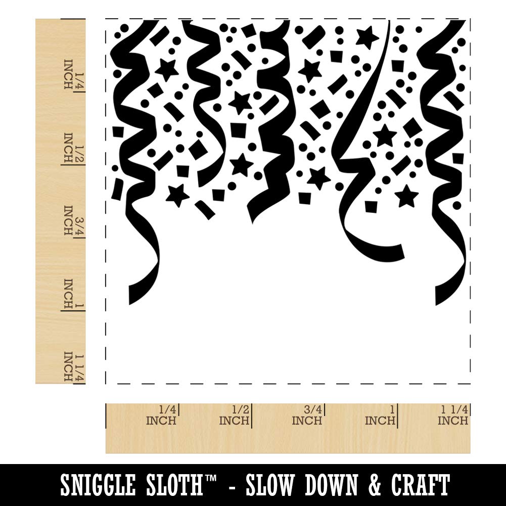 1.25 Inch Small Confetti & Streamers Celebration Party Rubber Stamp for DIY Crafting, Scrapbooking, Card Making - Perfect for Birthday Invitations and Party Decorations