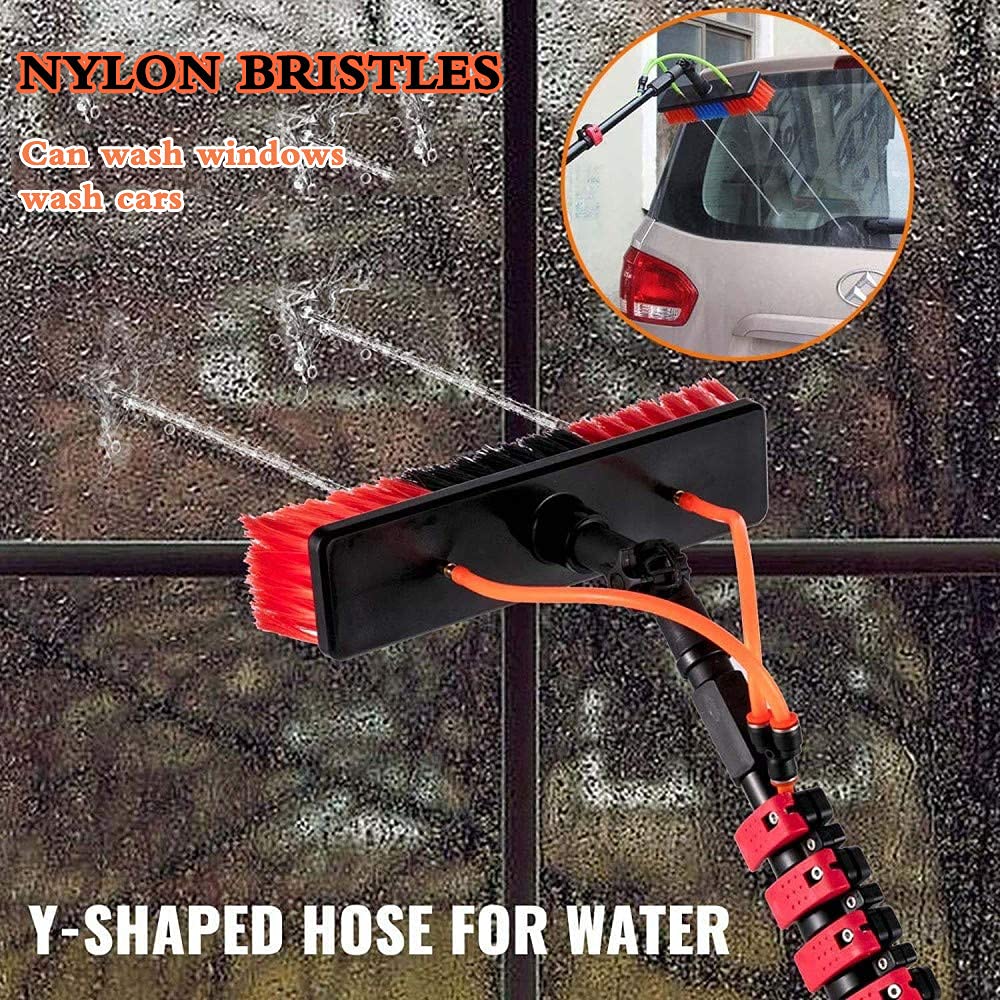 Water Fed Pole Brush System - Telescopic Window Cleaning Kit for Outdoor Glass, Tile Walls & Solar Panels (12-36ft Extendable, 6M/20FT) - Perfect for High-Rise Buildings, Skylights & Hard-to-Reach Surfaces