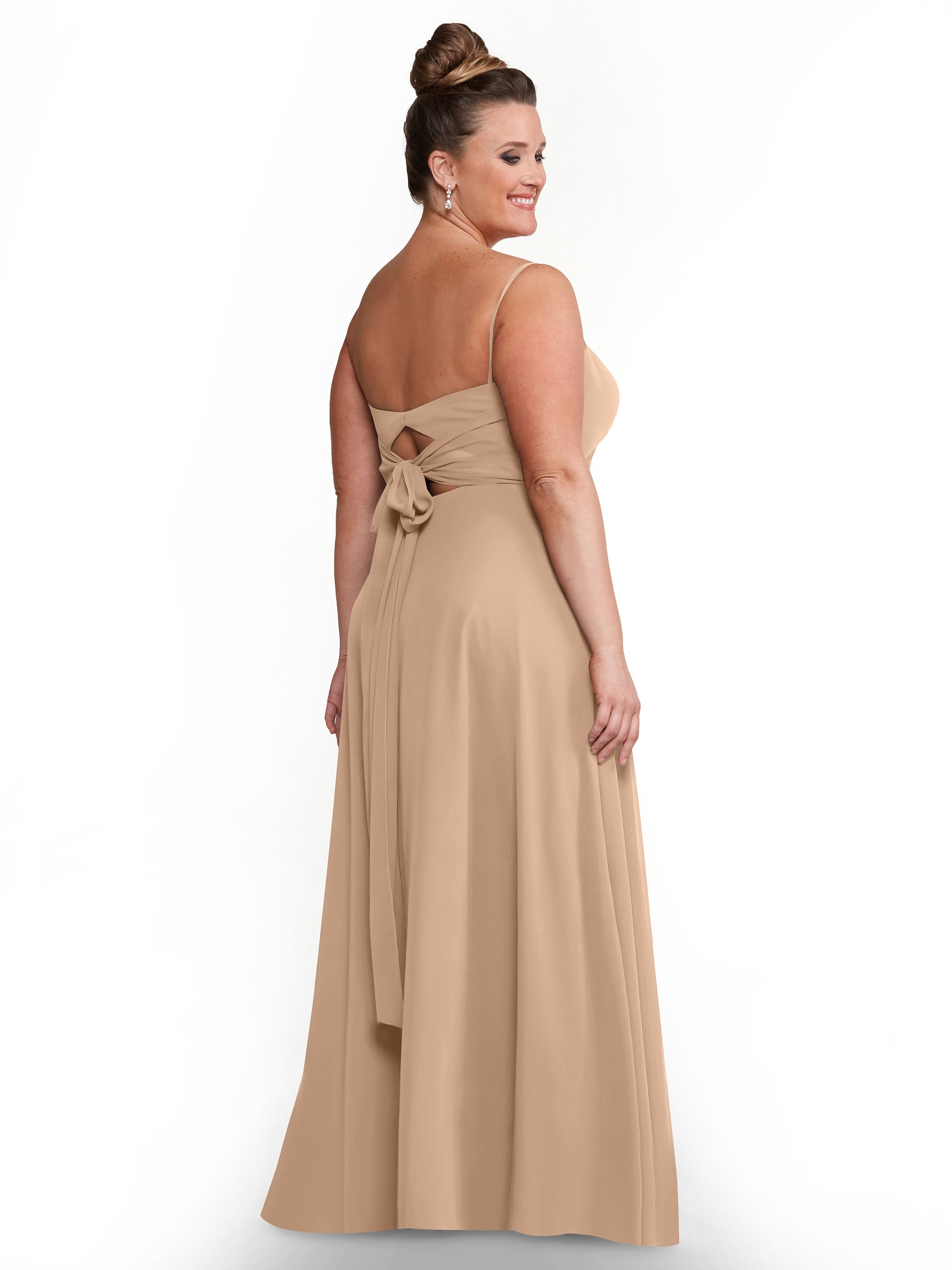 Elegant A-Line Bridesmaid Dress with Flowy Chiffon Skirt & Thigh Slit - Perfect for Weddings, Formal Events & Special Occasions